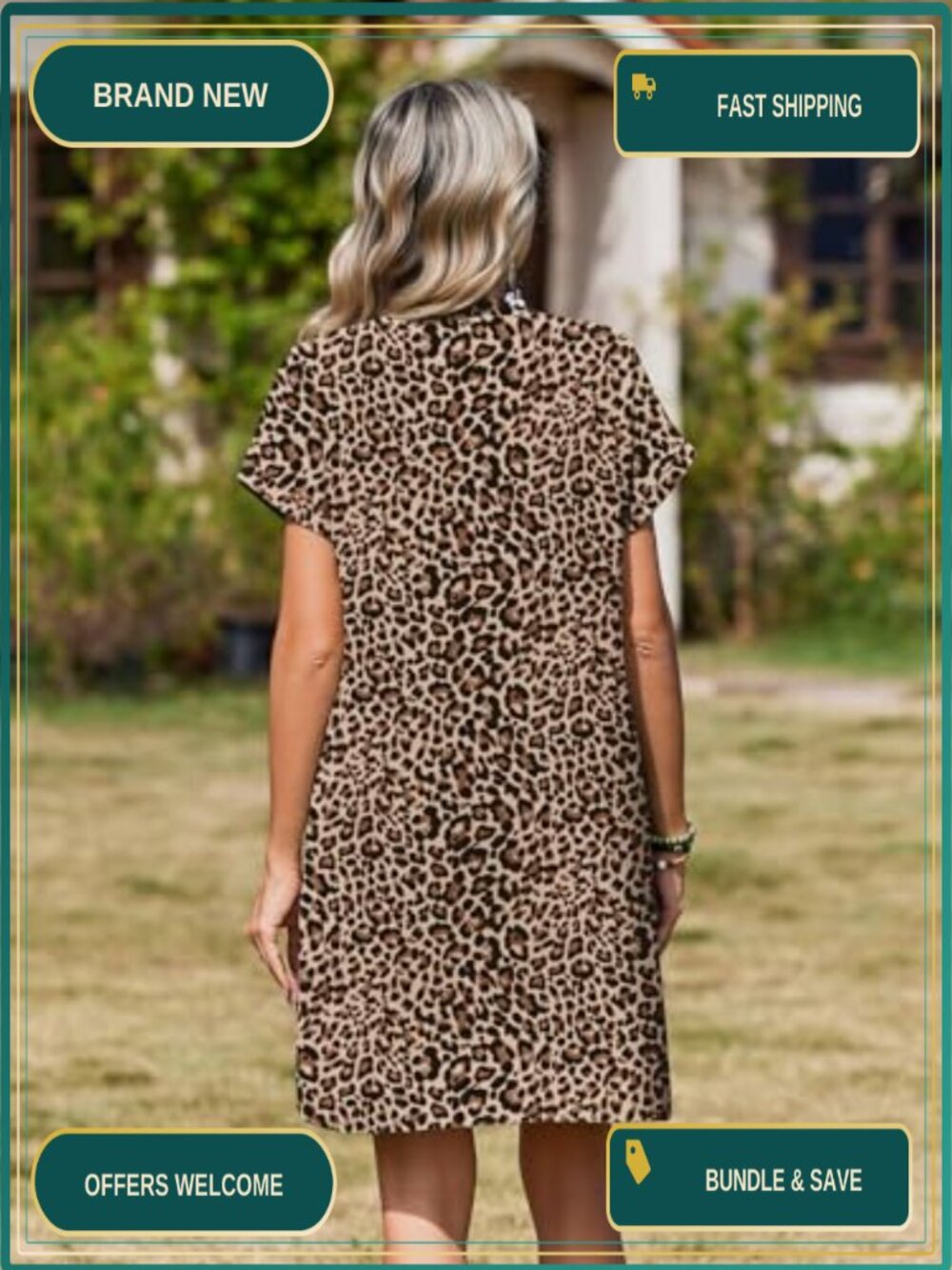 Women's Floral Shift Mini Sundress with Pockets Short Sleeve Casual - Picture 5 of 6